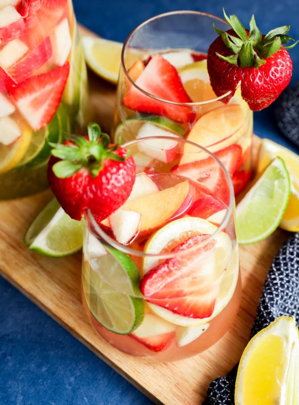 easy White wine sangria with fresh fruit and citrus wedges on the side
