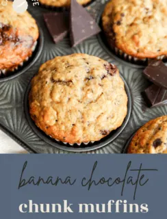 Banana chocolate chunk muffins pinterest image