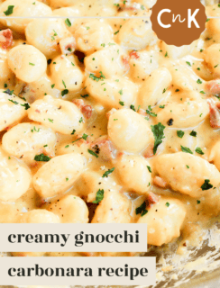 Creamy gnocchi carbonara pinterest image