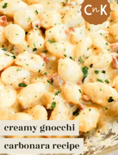 Creamy gnocchi carbonara pinterest image