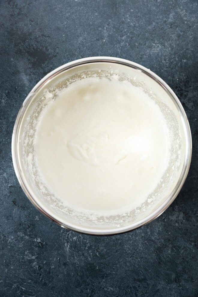 batter before adding strawberries in a bowl