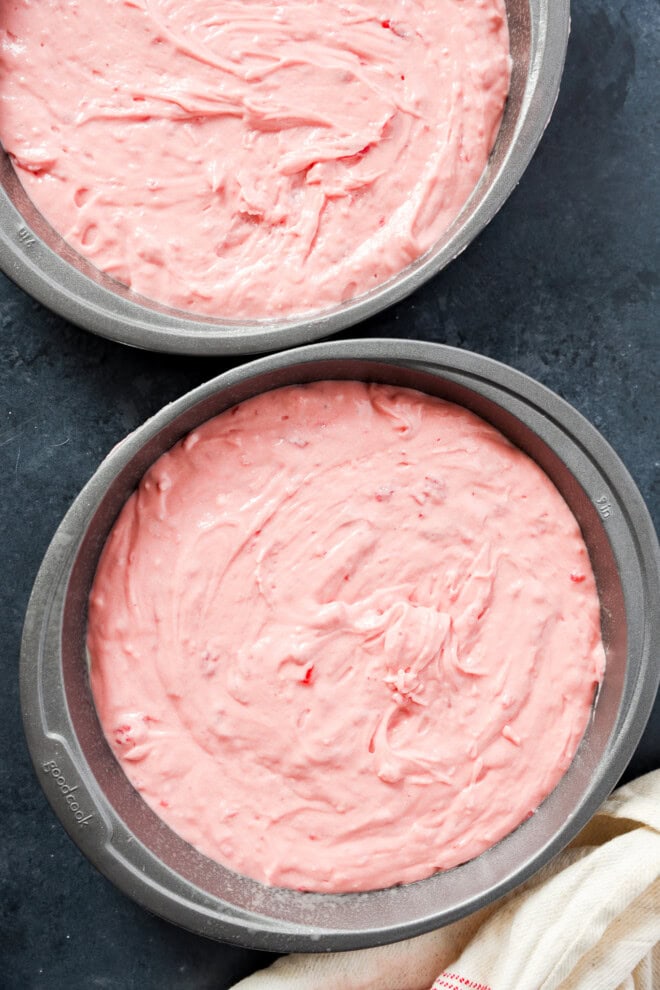 easy fruit batter in cake tins before baking in the oven