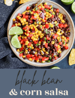 Black bean corn salsa dip pinterest image