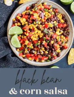 Black bean corn salsa dip pinterest image