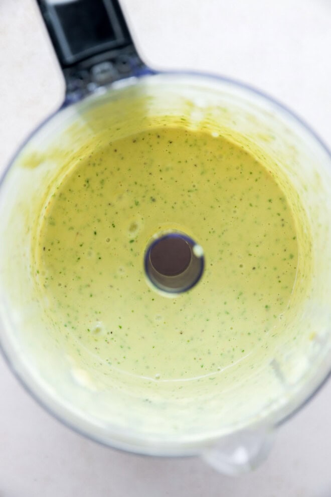 basil dressing in food processor