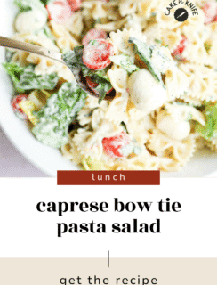 caprese bow tie pasta salad pinterest image