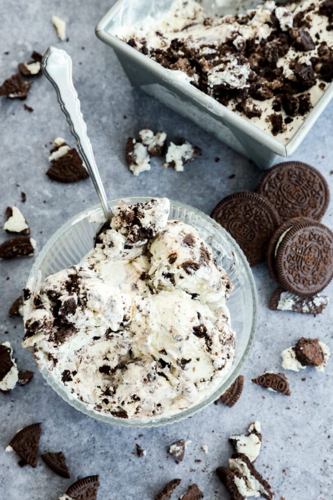 Messy cookies frozen treat with chocolate and in loaf pan