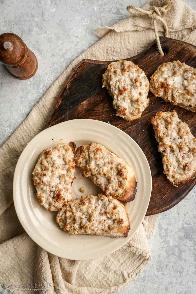 Tuscan Crostini with Sausage and Stracchino Cheese