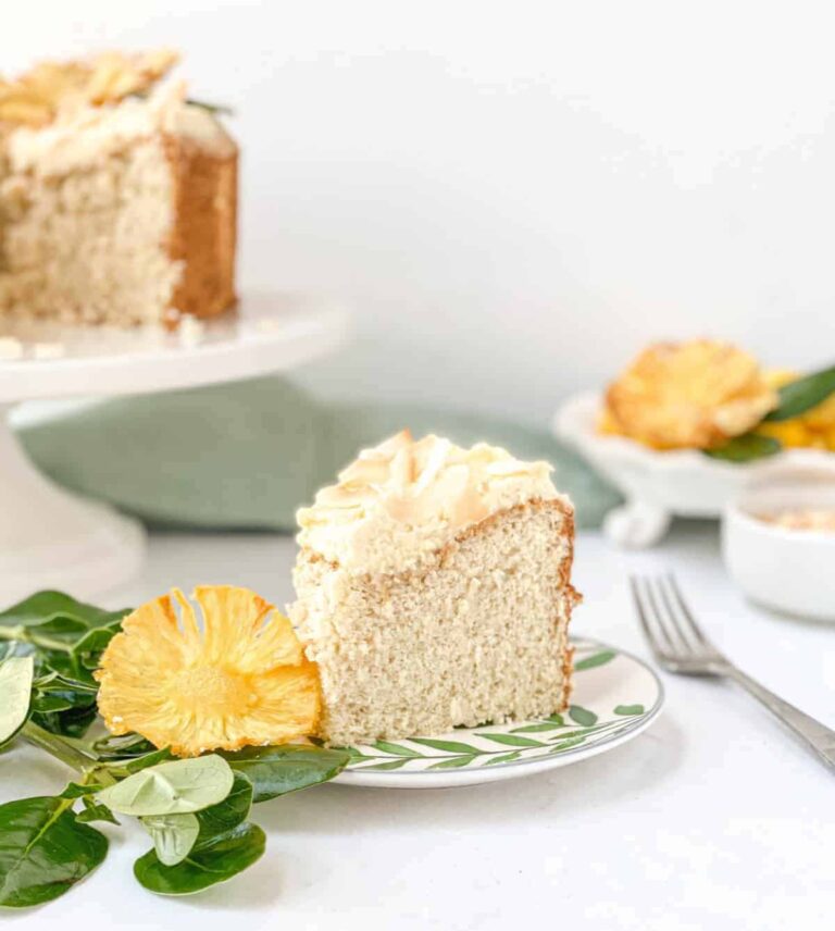 tropical angel food cake with mango
